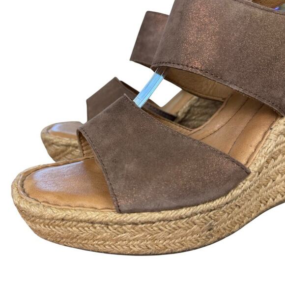 Born Sentinel Wedge Metallic Bronze Espadrille Platform Sandals Shoes Leather 9 - Picture 8 of 16
